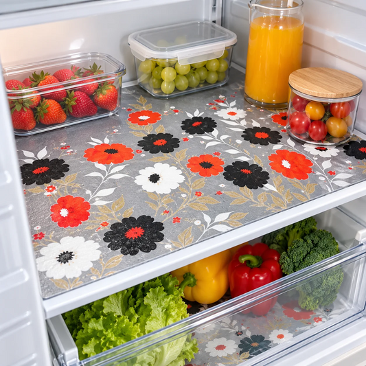 🌸 Floral FreshGuard Refrigerator Shelf Mats