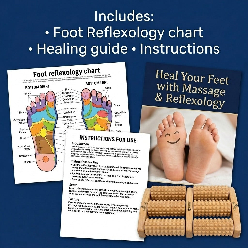 NATURAL WOODEN FOOT MASSAGER ROLLER FOR PAIN AND STRESS RELIEF