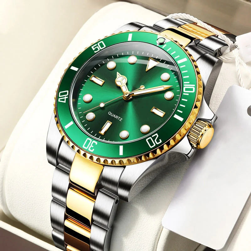 Classic Men's Luxury Watch | Rotating Bezel Stainless Steel Business Dress Watch for Men