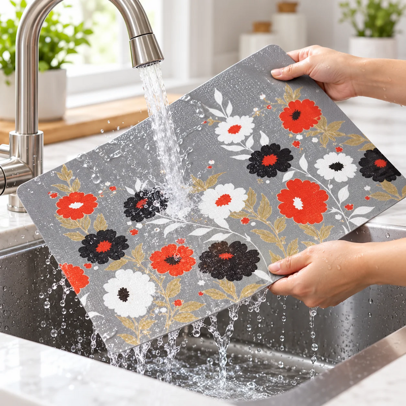 🌸 Floral FreshGuard Refrigerator Shelf Mats