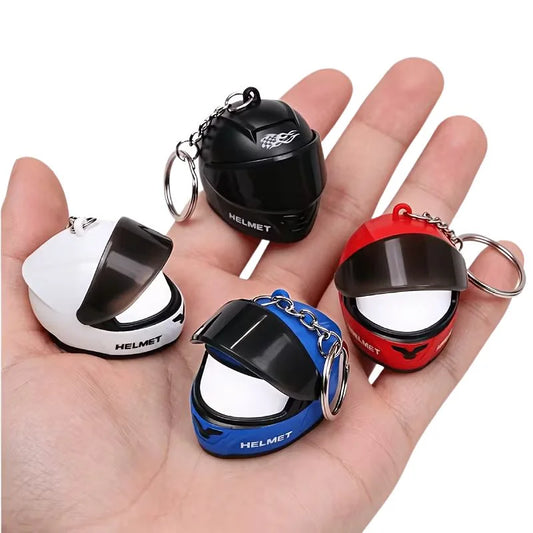 Mini Motorcycle Helmet Keychain with LED